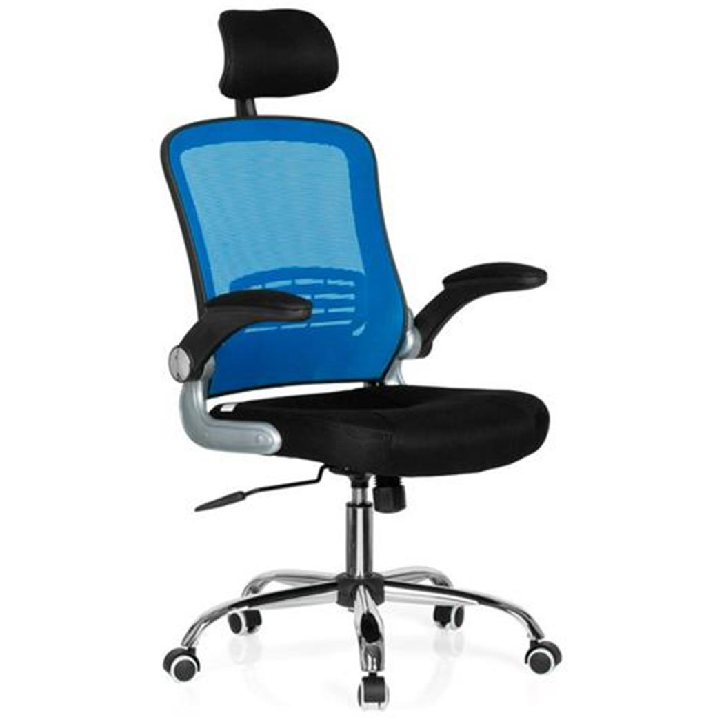 DEMO# Sedia Ergonomica ERGOCITY, Traspirante, Base in Metallo, Blu