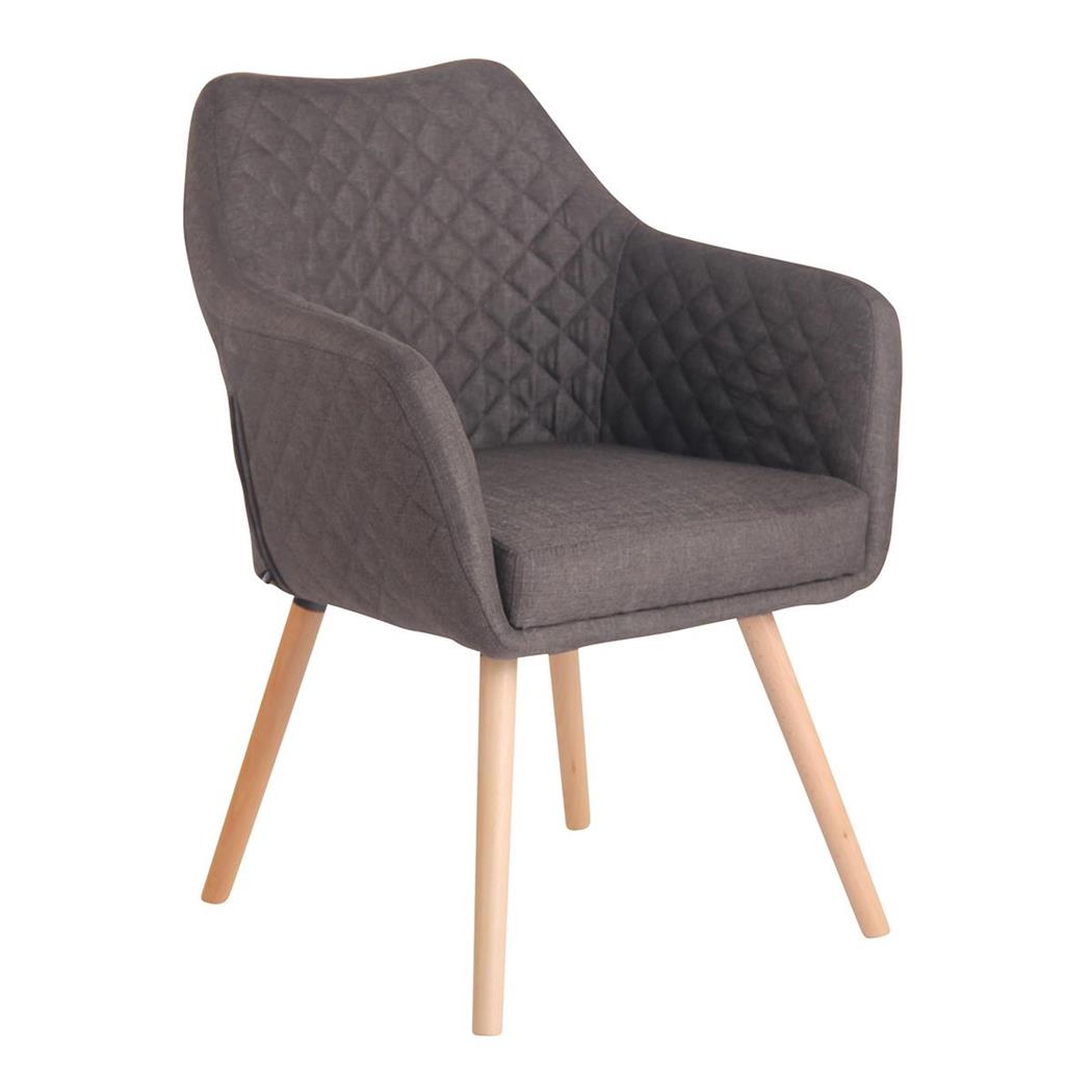 Sedia Ospiti BASILEA, Gambe in Legno color Faggio, Tessuto Grigio Scuro