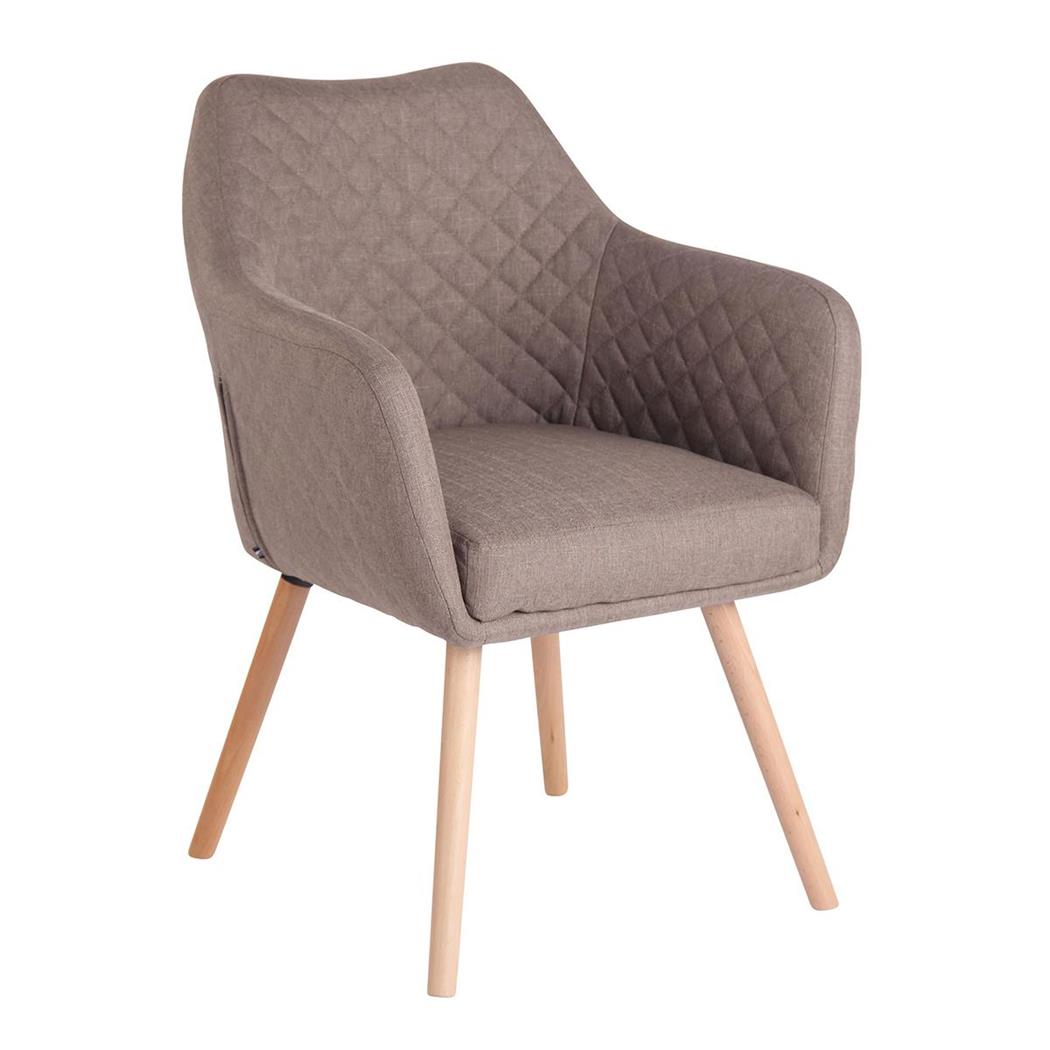 Sedia Ospiti BASILEA, Gambe in Legno color Faggio, Tessuto Marrone Chiaro