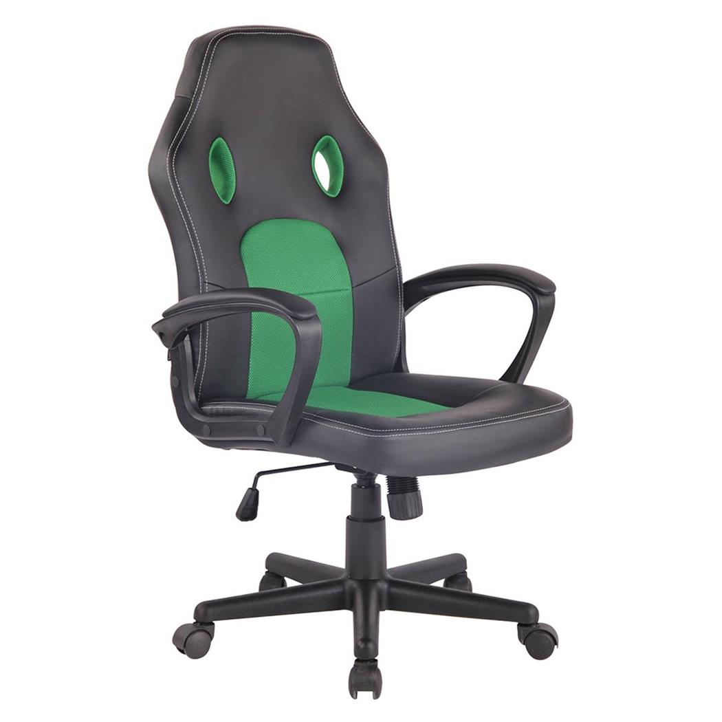 Sedia Gaming XENON, Stile Sportivo, Girevole, Imbottita, in Pelle Nera/Verde