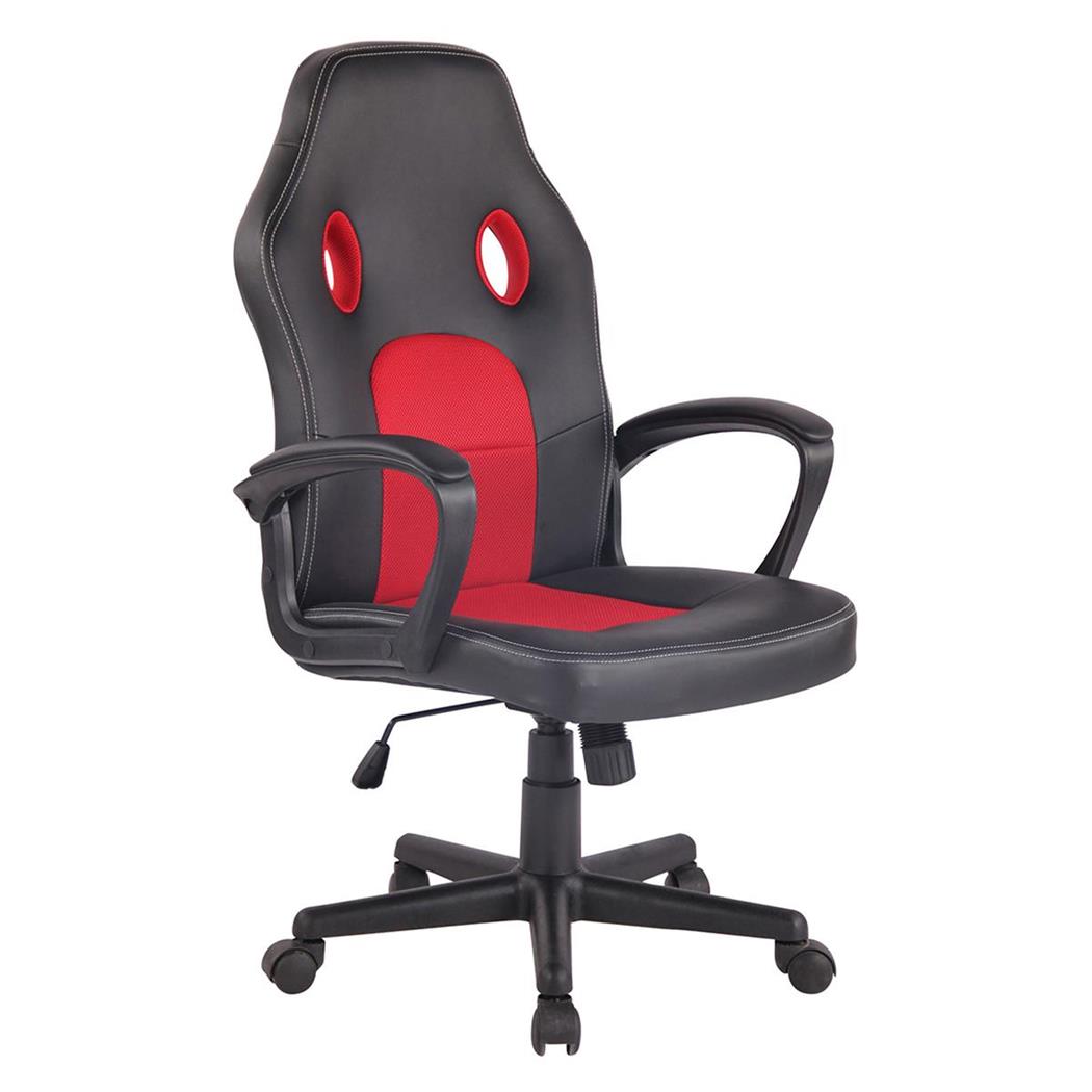 Sedia Gaming XENON, Stile Sportivo, Girevole, Imbottita, in Pelle Nera/Rossa