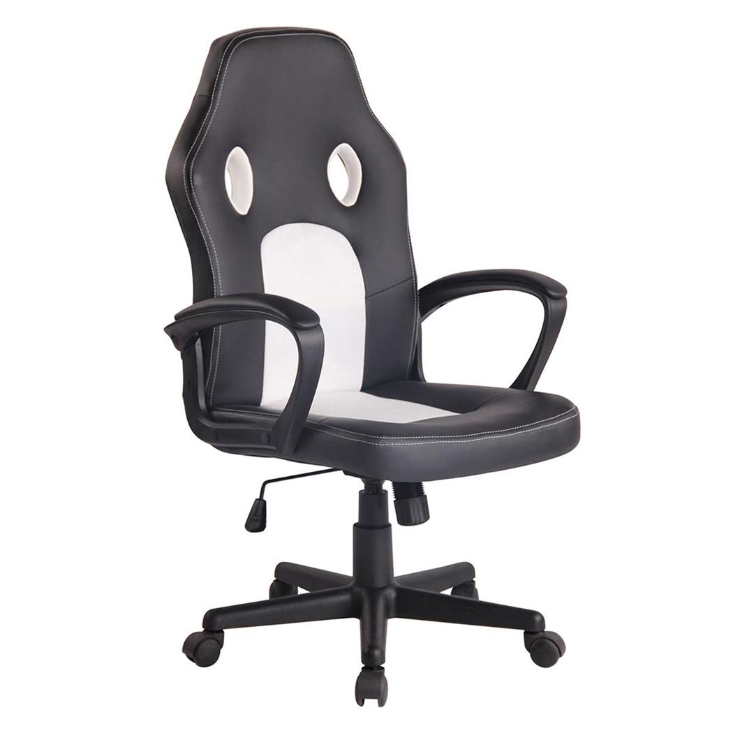 Sedia Gaming XENON, Stile Sportivo, Girevole, Imbottita, in Pelle Nera/Bianca