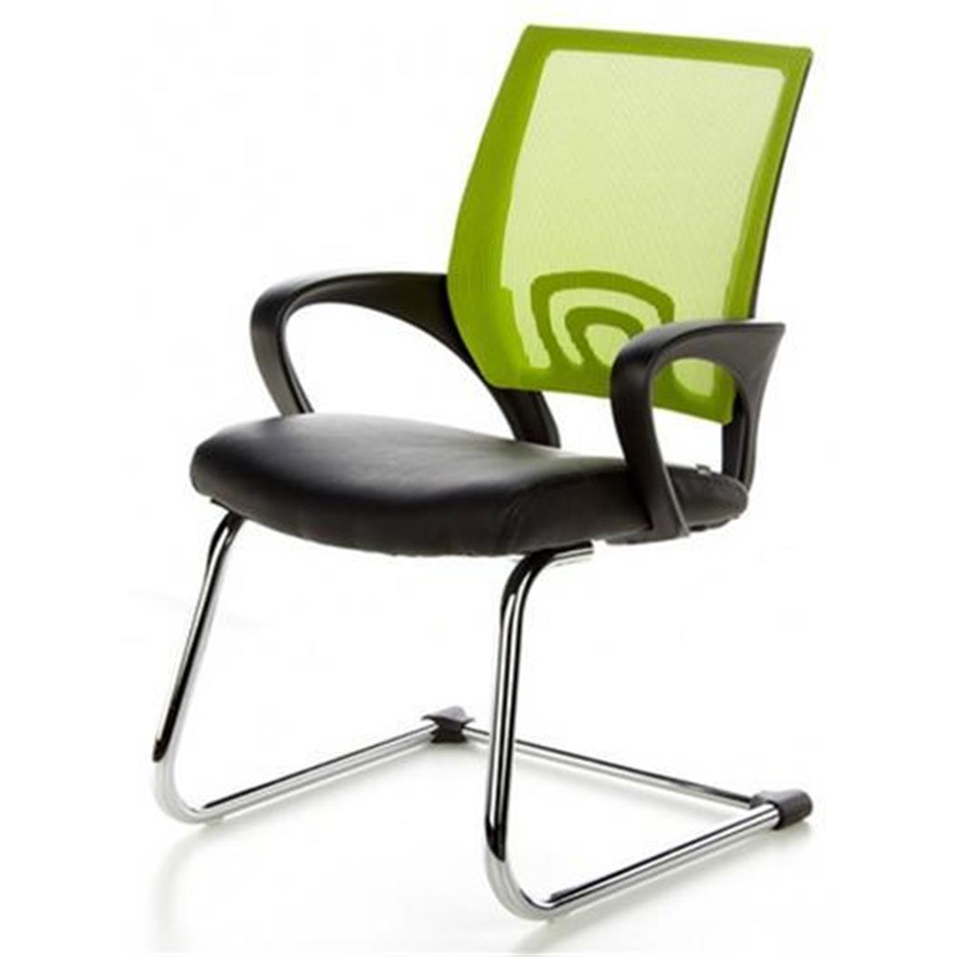 DEMO# Sedia Attesa ergonomica VISTO NET, molto comoda, in Tessuto a rete e Pelle, colore Verde