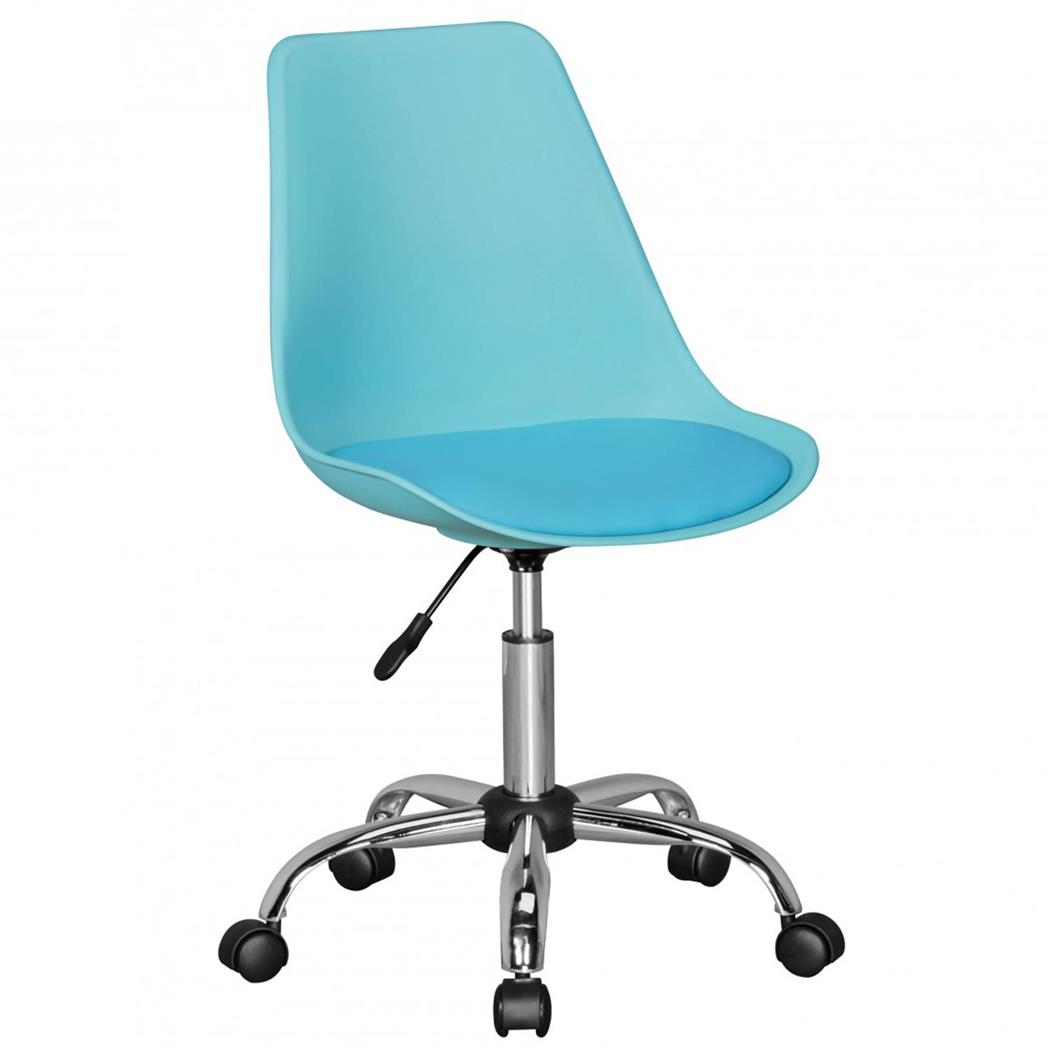 Sedia girevole FROST, Sedile Imbottito, Base in metallo, Azzurro