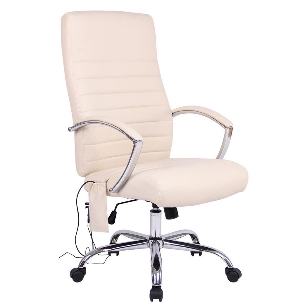 Sedia Ufficio VANCOUVER MASSAGE, Design Moderno, Cuciture a Vista, Pelle Beige