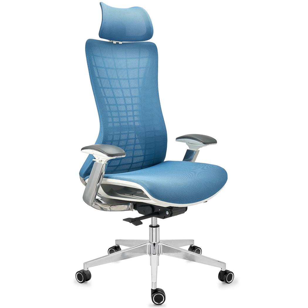 Sedia Ergonomica ENERGY, Poggiatesta, Tecnologia e Design, Alta Qualità, in Rete, Blu