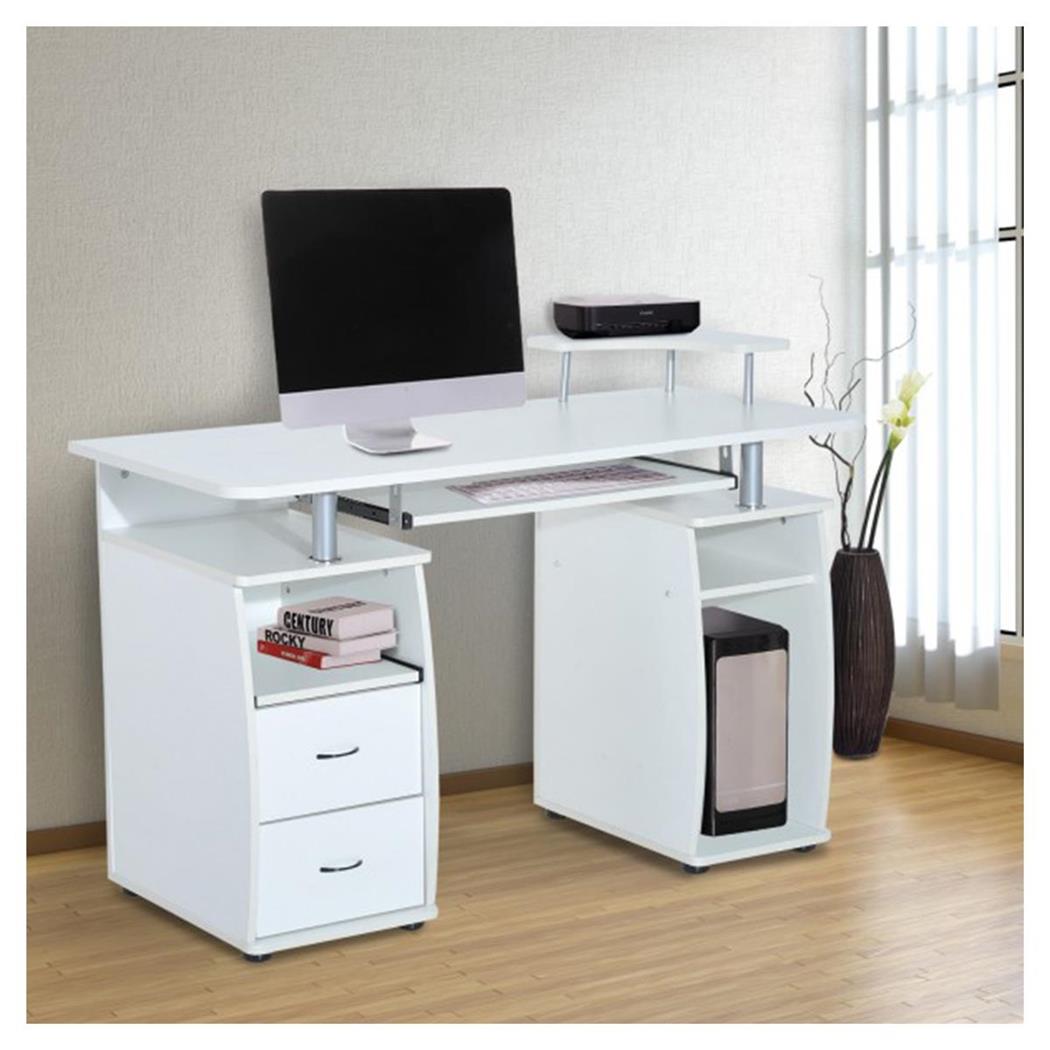 DEMO# Scrivania per PC GRISO, con Cassettiera, 120x55x85cm, Legno Bianco