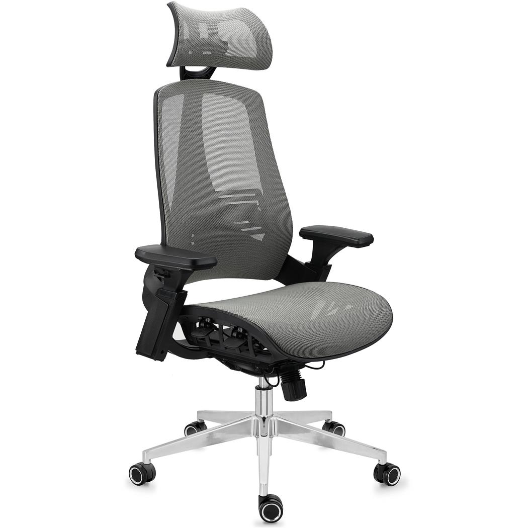 DEMO# Sedia Ergonomica EXPLORER, Completamente Regolabile, Design Moderno, in Grigio
