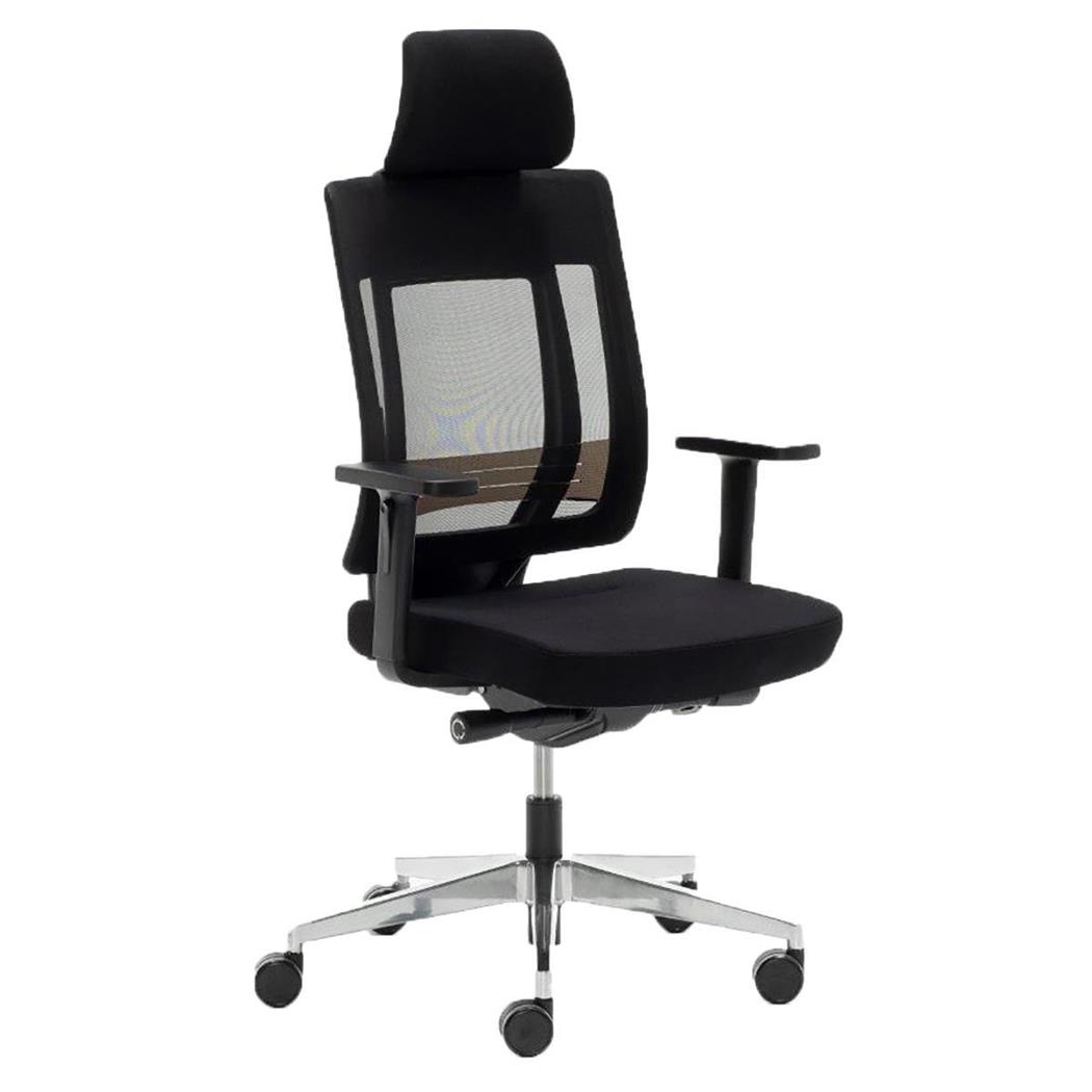 DEMO# Sedia Ergonomica OTTAWA, Regolabile, Base Alluminio, Nero