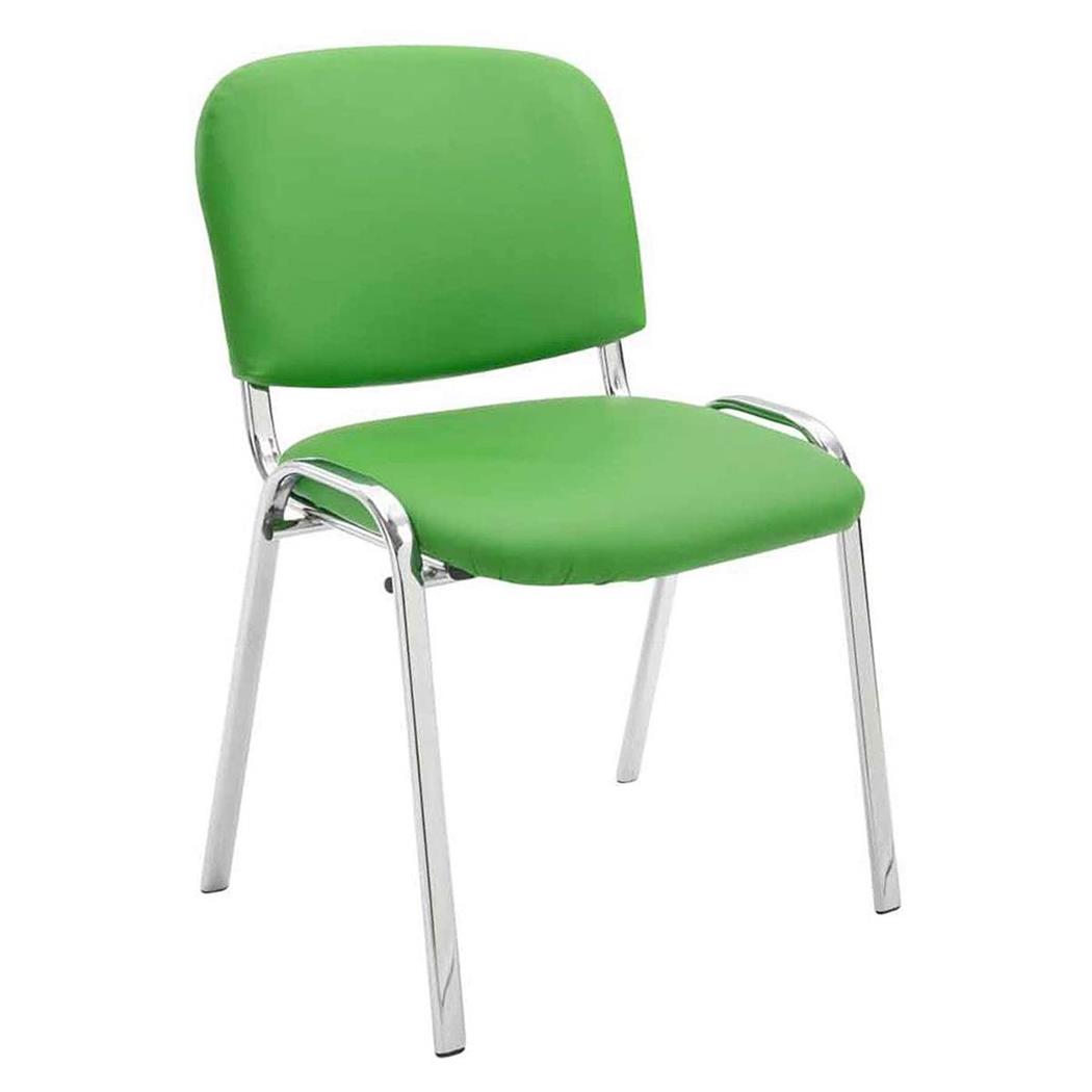 Sedia Conferenze MOBY BASE, Comoda e Pratica, Gambe Cromate, Pelle Verde