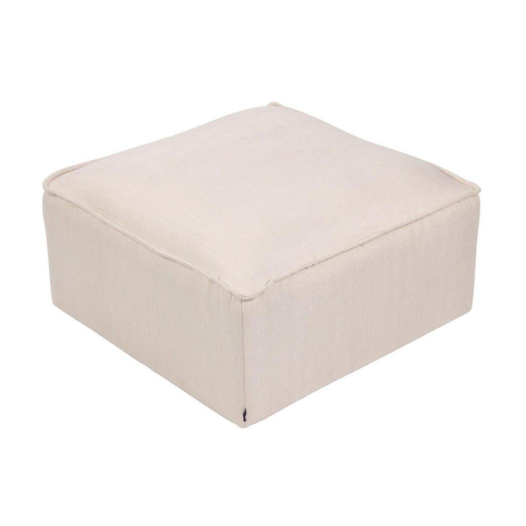 Pouf PRAIA, Imbottito e Multifunzione 60x60x30cm, in Tessuto Crema