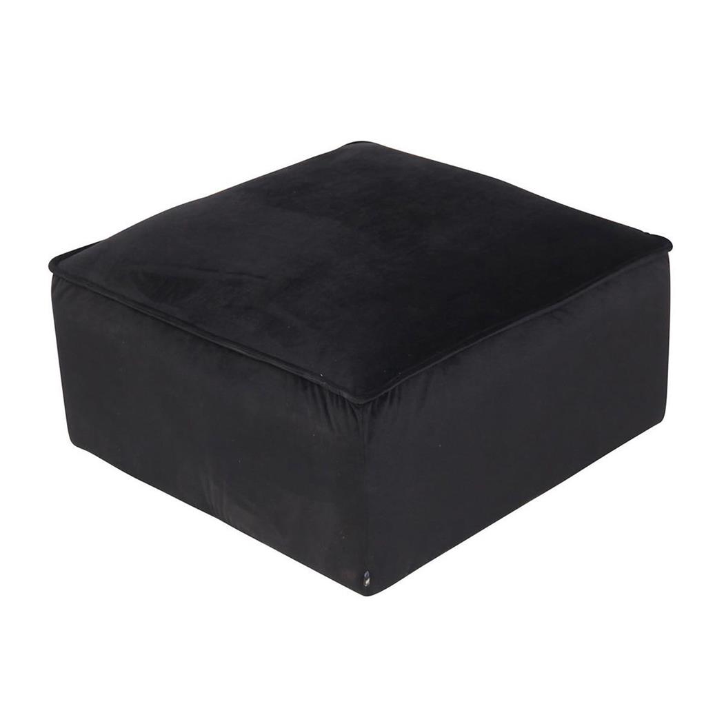 Pouf PRAIA, Imbottito e Multifunzione 60x60x30cm, in Velluto Nero