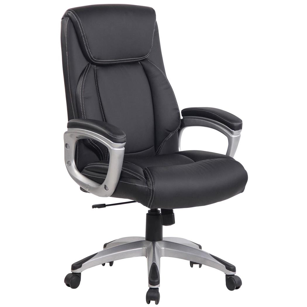 Poltrona per Ufficio MIRANDA, Comoda Imbottitura, in Pelle color Nero