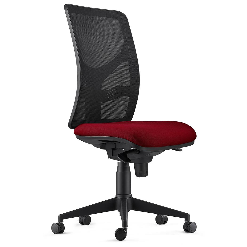 DEMO# Sedia da Ufficio MILO, Senza Braccioli, Ergonomica, Supporto Lombare, In Tessuto Ignifugo Bordeaux