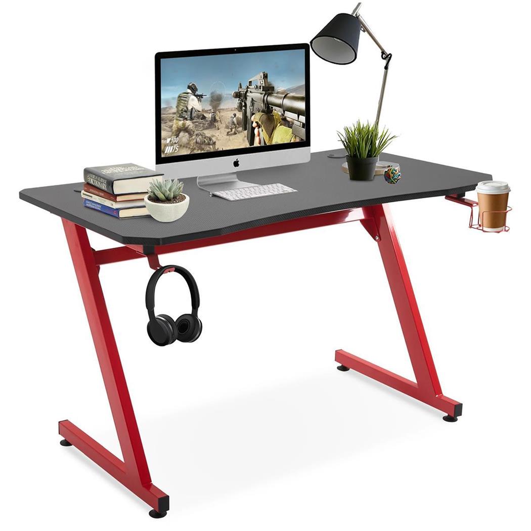 Scrivania per PC PLAYER, 120x65x74,5cm, in Metallo e Legno colore Rosso