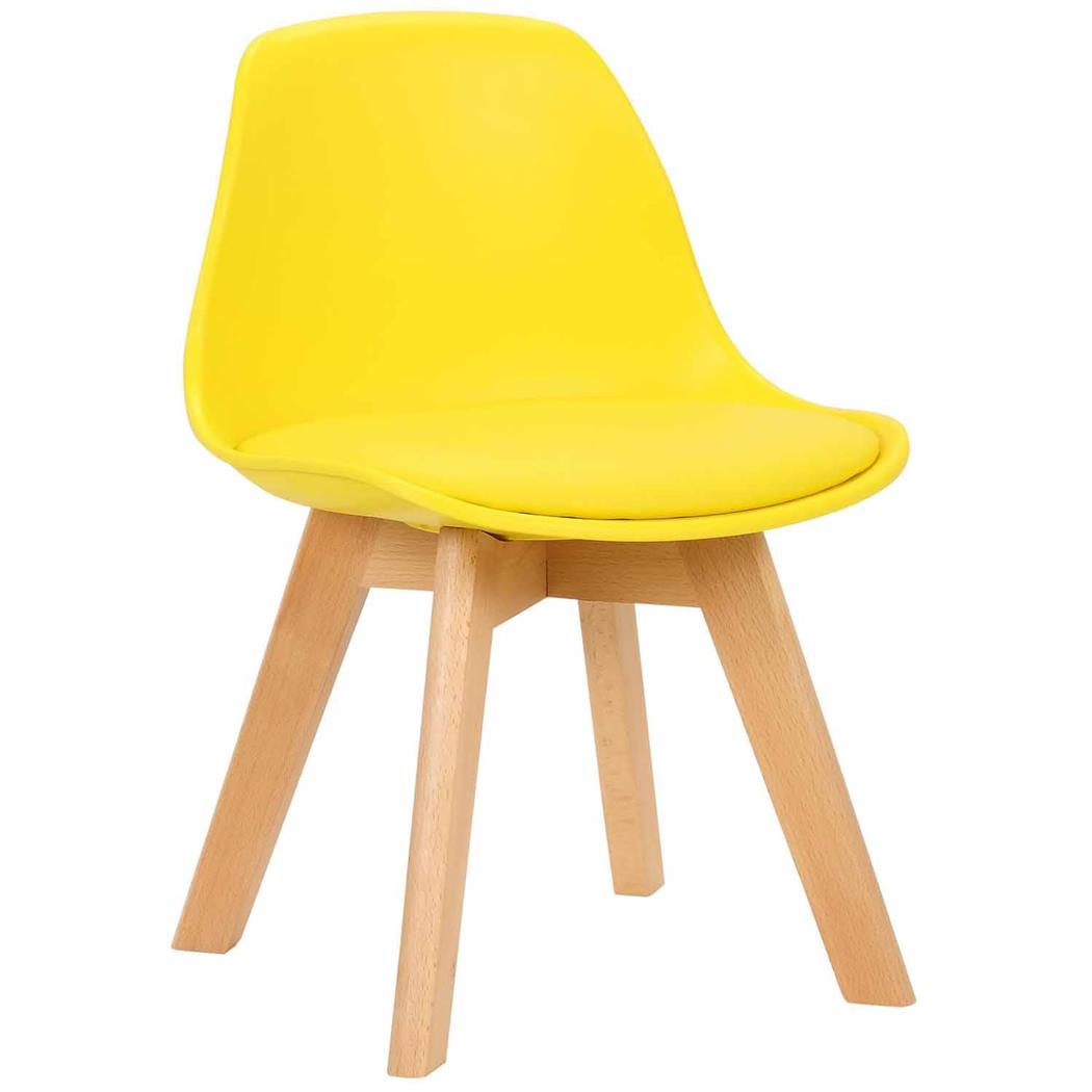 Sedia per Bambini LYNA, Confortevole, in Legno e Pelle Gialla