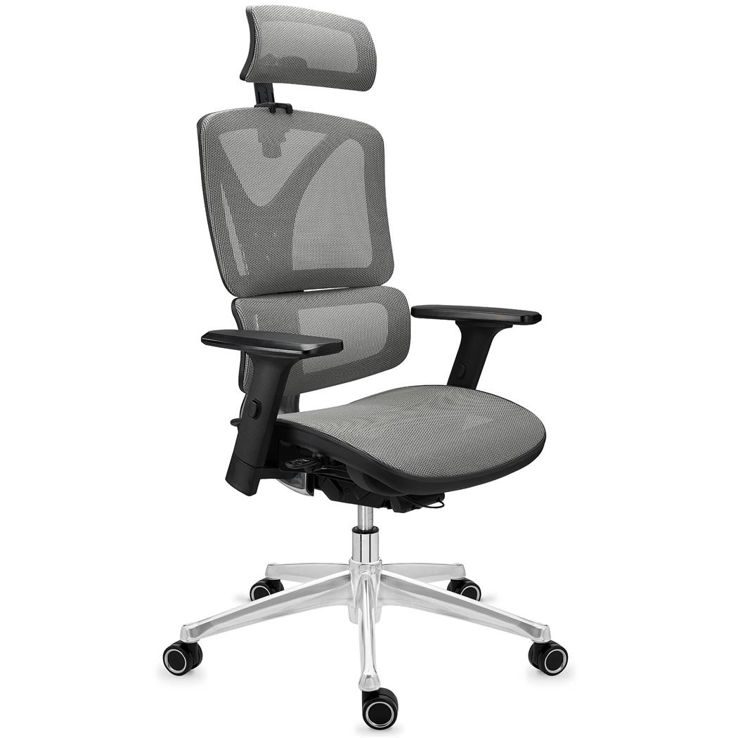 DEMO# Sedia Ergonomica APOLLO, Struttura in Metallo, Massima Ergonomia, Rete, Grigio