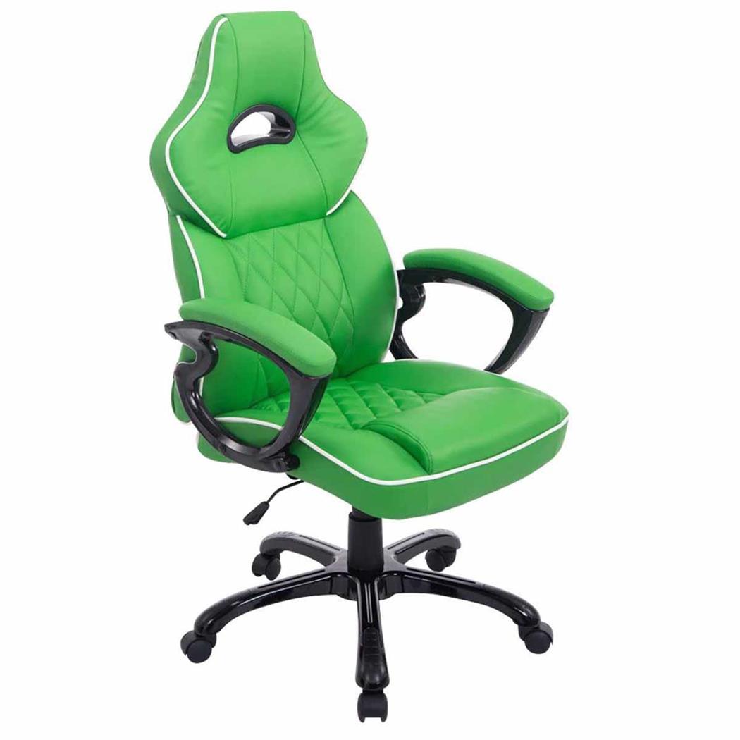 Sedia Gaming LEROY, XXL, Imbottita e Molto Robusta, Pelle, Verde