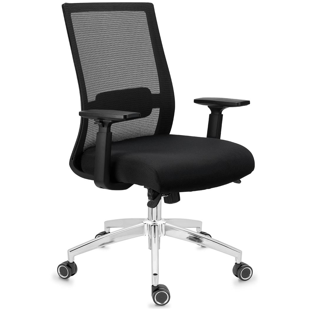 DEMO# Sedia da Ufficio NIXON, Ergonomica, Supporto Lombare, Rete e Tessuto Nero