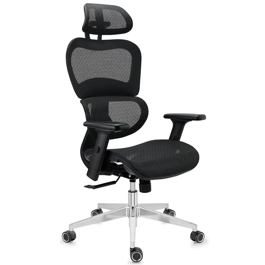 DEMO# Sedia Ergonomica VICTORY, Certificata, Massimo Comfort, in Rete, Nero