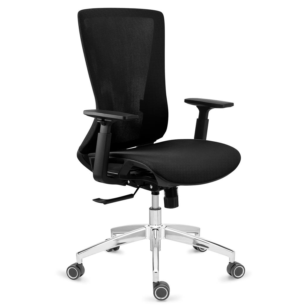 DEMO# Sedia Per Ufficio EVANS, Ergonomica, Elegante, in Rete e Tessuto Nero