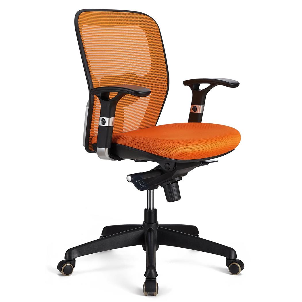 DEMO# Sedia Ergonomica FELIX, Sostegno Lombare Regolabile, Uso Professionale, in Arancione