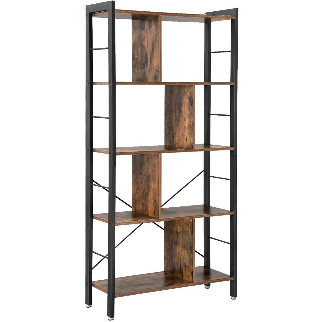 Libreria stile Industrial VALERY, Elegante e Pratica, 154x74cm, Ferro e Legno, color Faggio