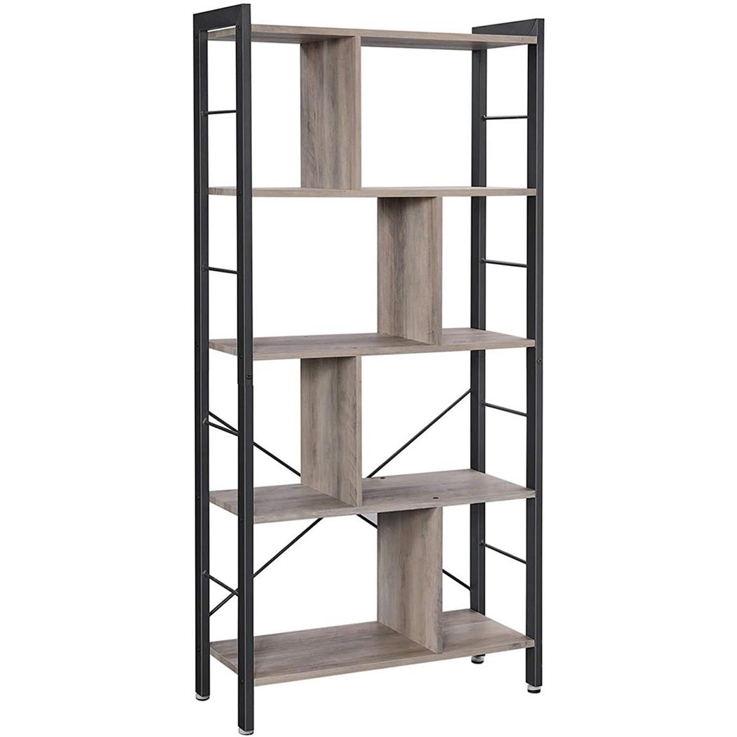 Libreria stile Industrial VALERY, Elegante e Pratica, 154x74cm, Ferro e Legno, color Grigio