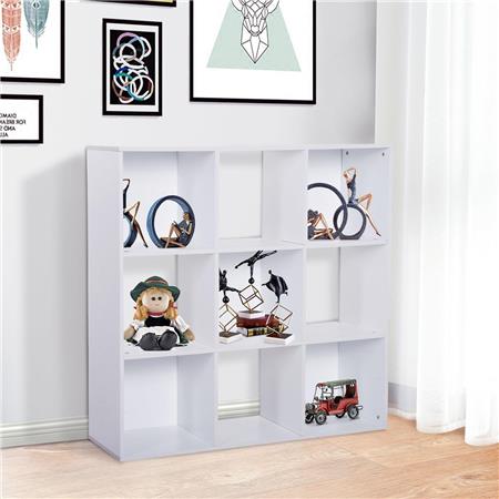 Libreria ELIDE, 9 Scomparti Cubici, 91,5x29,5x91,5 cm, In Legno Bianco