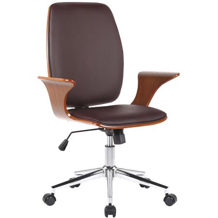 Sedia per ufficio BOMBAY, Design in Legno, Elegante e Confortevole, in Pelle Marrone