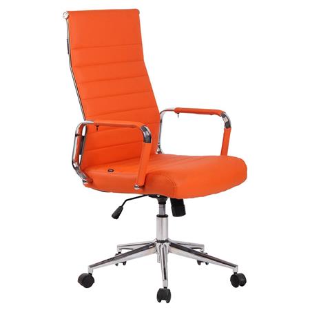Sedia da Ufficio KOLMU, Design Accattivante, Struttura in Metallo, in Pelle, color Arancione