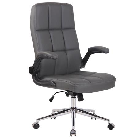 Poltrona ufficio FLEXI, Confortevole e Moderna, Base in Metallo, Pelle Grigia