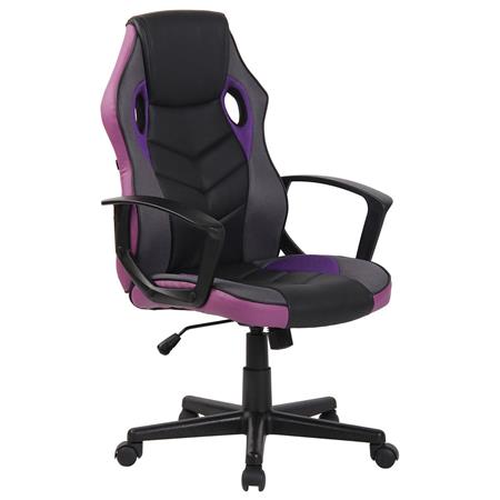 Sedia Gaming DELI, Design Sportivo, Schienale Alto, in Pelle Nero/Viola