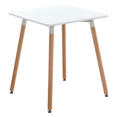 Tavolo da Appoggio BERGER, 60x60x70cm, Stile Nordico, in Legno, Ripiano Bianco