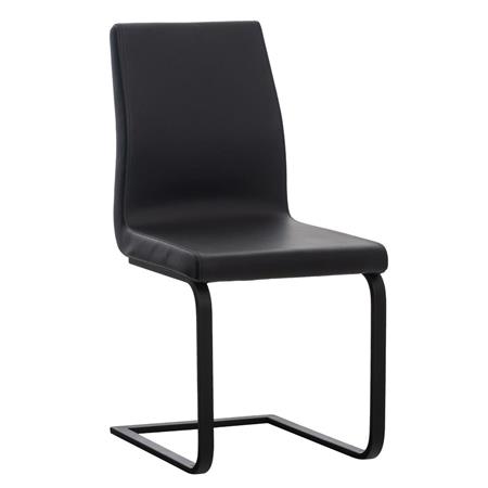 Sedia Per Sala d'Attesa ELARA, Telaio in Metallo Nero, Molto Imbottita, Pelle Nera