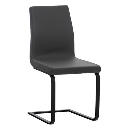 Sedia Per Sala d'Attesa ELARA, Telaio in Metallo Nero, Molto Imbottita, Pelle Grigia