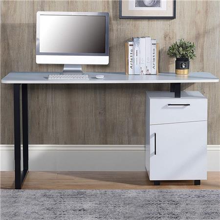 Scrivania per PC MAGNOLIA, 150x60x76 cm, con Cassettiera, Legno Bianco