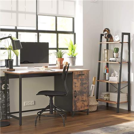Scrivania per PC AISHA, 130x55x75cm, Mobiletto Incorporato, Legno Faggio