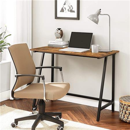 Scrivania per PC EDANY, 100x50x75 cm, in Metallo e Legno color Faggio
