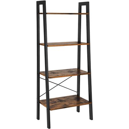 Libreria MENDY, Stile Industriale, 56x34x137,5 cm, In Ferro e Legno color Faggio
