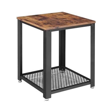 Tavolino MEDINA, 45x45x55 cm, Stile Industriale, In Metallo e Legno Faggio