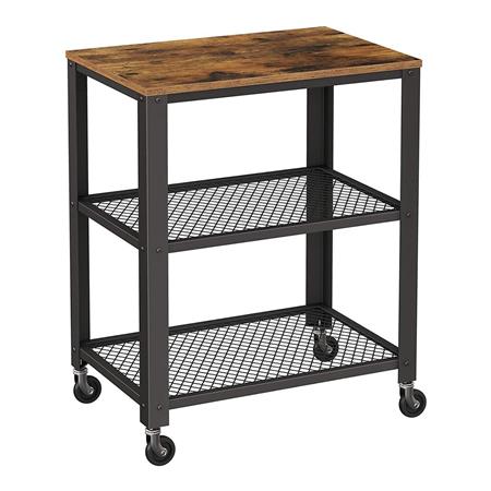 Tavolino KENZIE, con Ruote, 60x40x76,5 cm, In Acciaio e Legno Faggio