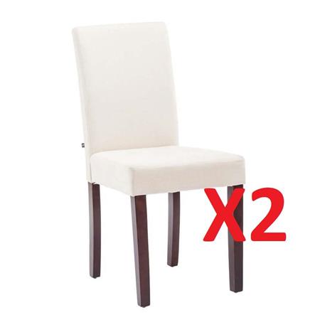 DEMO# Lotto di 2 Sedie per Ospiti MITA TESSUTO, Imbottita, Gambe in Legno Marrone, colore Panna