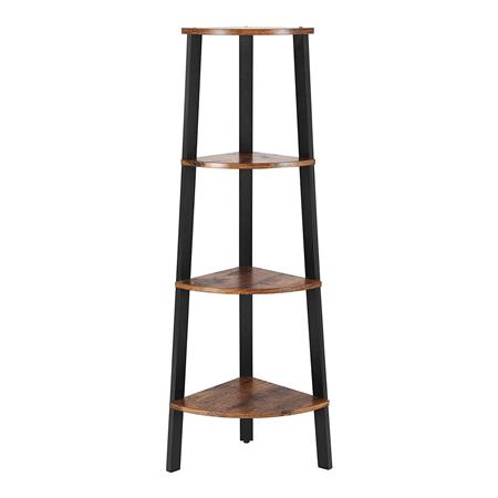 Libreria MIRKO, Angolare, 34x34x125 cm, In Metallo e Legno color Faggio