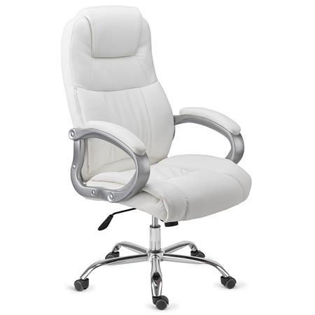 DEMO# Poltrona da ufficio BOSTON, Imbottitura spessa, Extra Resistente - fino a 150kg, Telaio in acciaio, in Bianco
