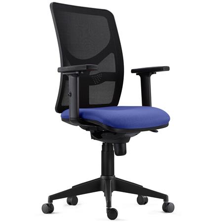 Sedia Ergonomica MILO PRO, Braccioli Regolabili in 2D, Supporto Lombare, Tessuto Ignifugo, Blu Scuro