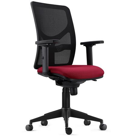 Sedia Ergonomica MILO PRO, Braccioli Regolabili in 2D, Supporto Lombare, Tessuto Ignifugo, Bordeaux