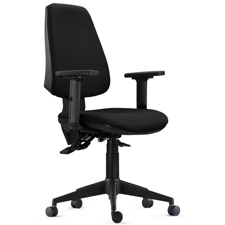 Sedia da Ufficio INDIANA PRO, Ergonomica, Braccioli 2D, Tessuto Ignifugo Nero