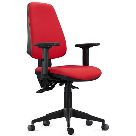 Sedia da Ufficio INDIANA PRO, Ergonomica, Braccioli 2D, Tessuto Ignifugo Rosso