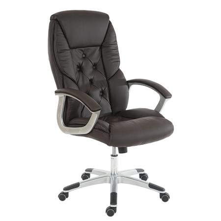DEMO# Poltrona da Ufficio modello DIONE, Design Elegante, Imbottitura Spessa, Resistenza fino a 150kg, in Pelle color Nero
